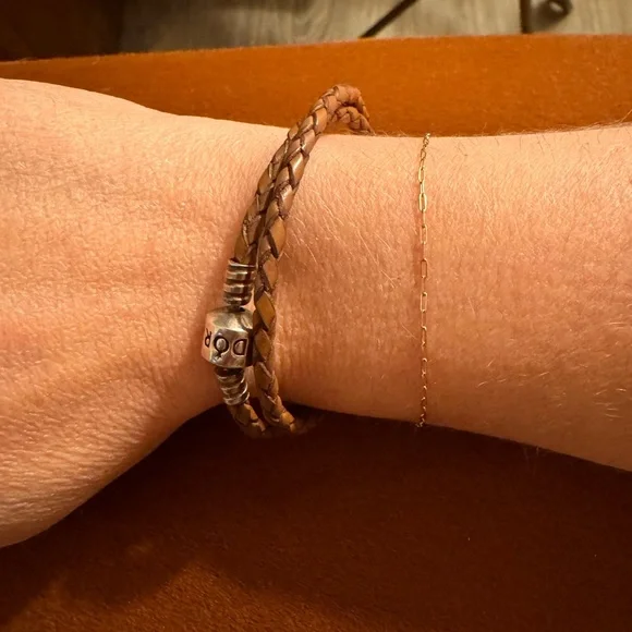 Pandora authentic Brown Leather Double Braided Bracelet 13.8” - Picture 6 of 6